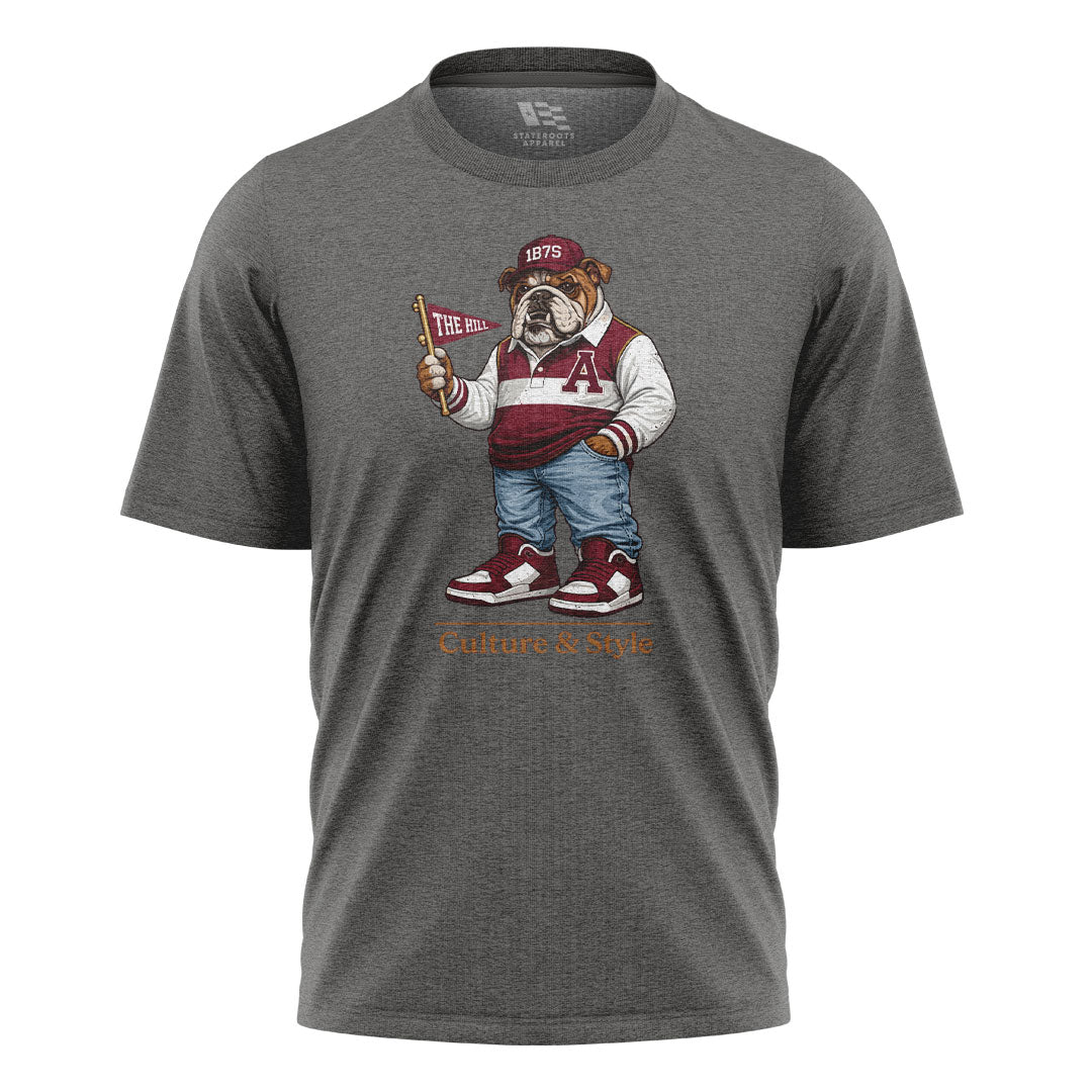 Alabama Bulldog Mascot 1875 Culture Style - Charcoal flatlay