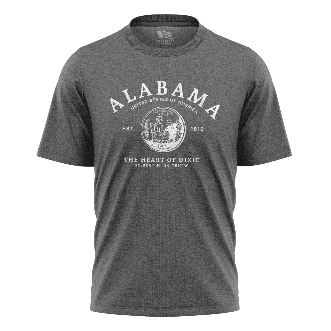 Alabama Heart Of Dixie State Seal Coordinates - Charcoal flatlay