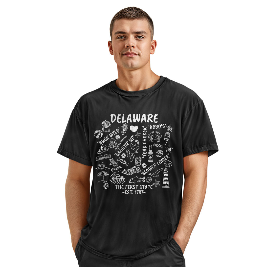 Delaware Locals Slang T-Shirt | First State Collage Tee - navy - image 12
