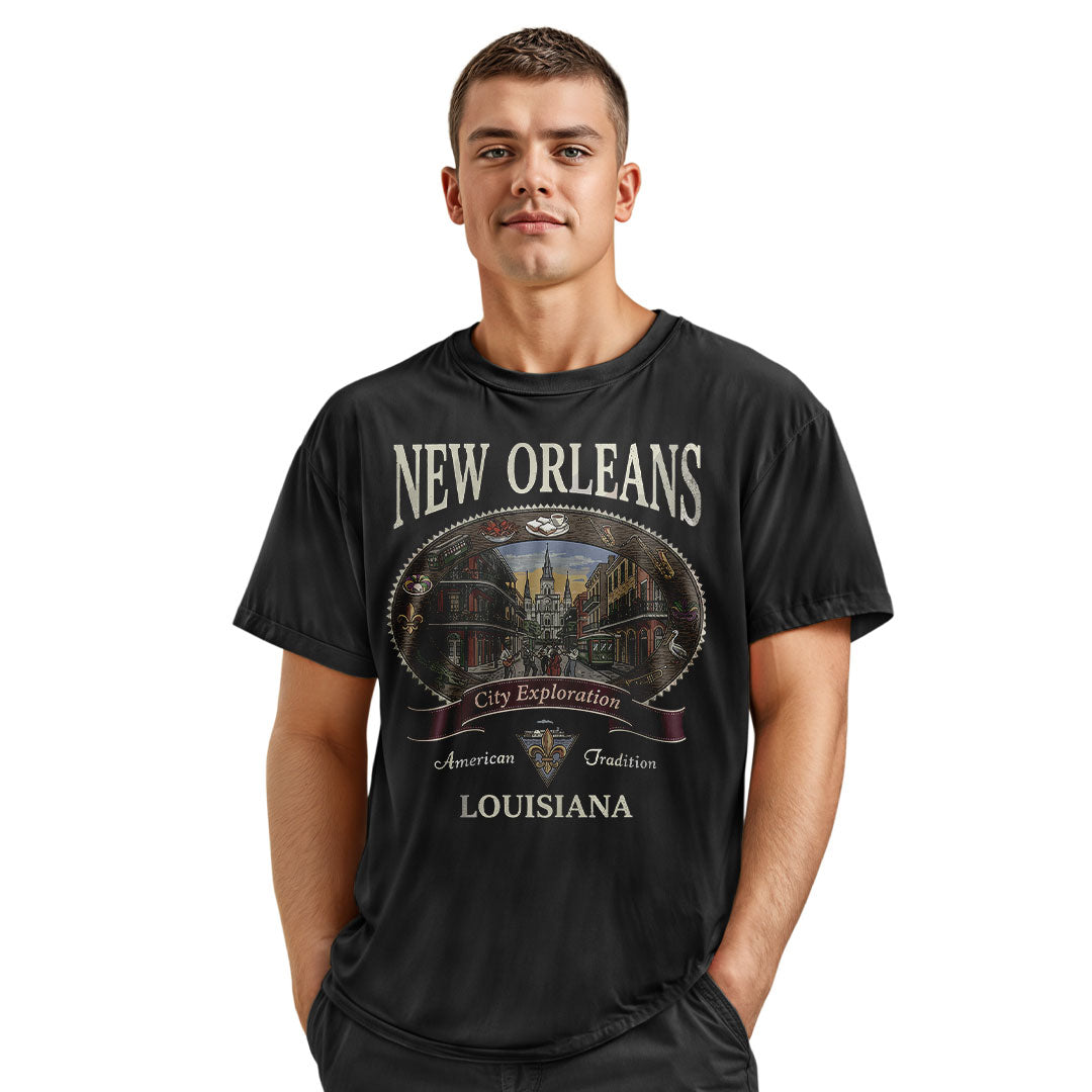 New Orleans French Quarter T-Shirt | City Explore Tee - Navy #2