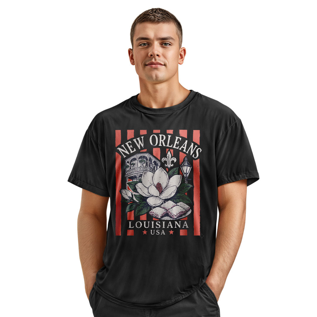 New Orleans Magnolia Beignets T-Shirt | NOLA Tee - Navy #2