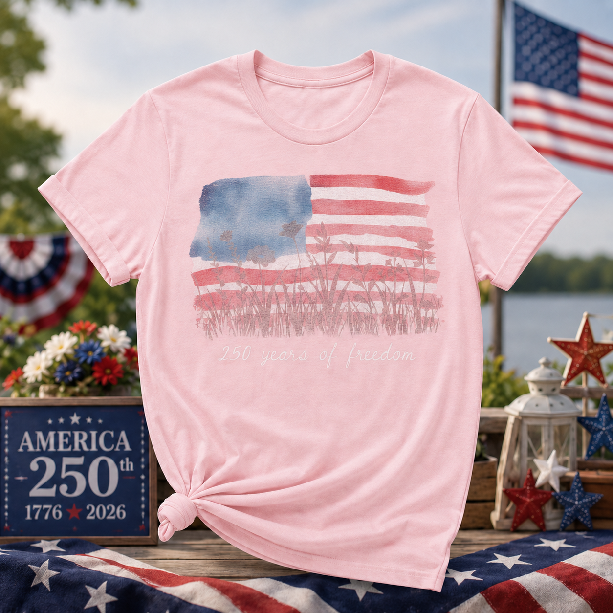 Floral American Flag T-Shirt | Wildflower Patriotic Tee