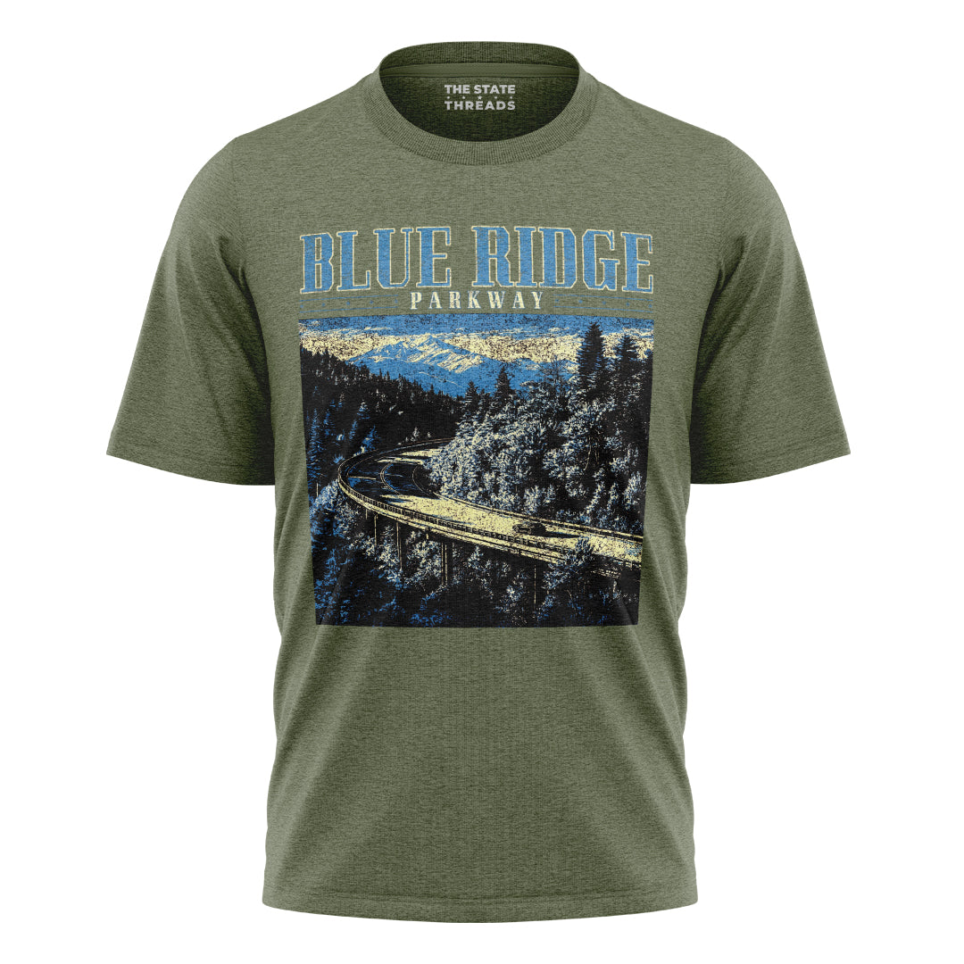 Blue Bridge Landscape T-Shirt | Nature Jungle Tee
