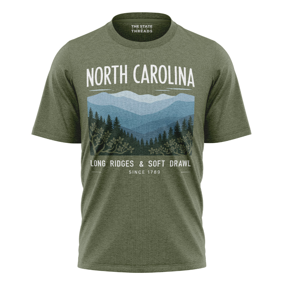 North Carolina Long Ridges T-Shirt | Pine Forest Landscape Tee
