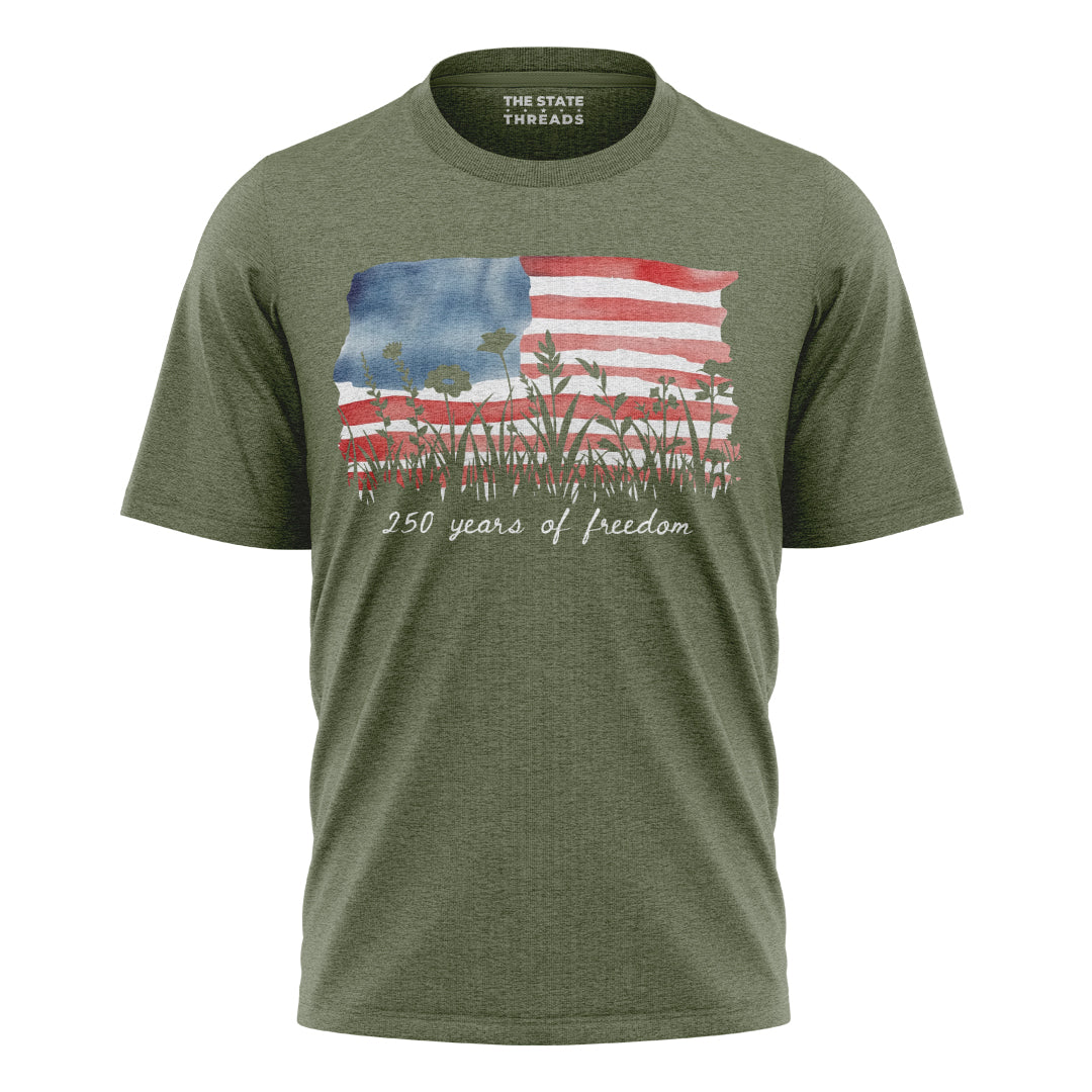 Floral American Flag T-Shirt | Wildflower Patriotic Tee