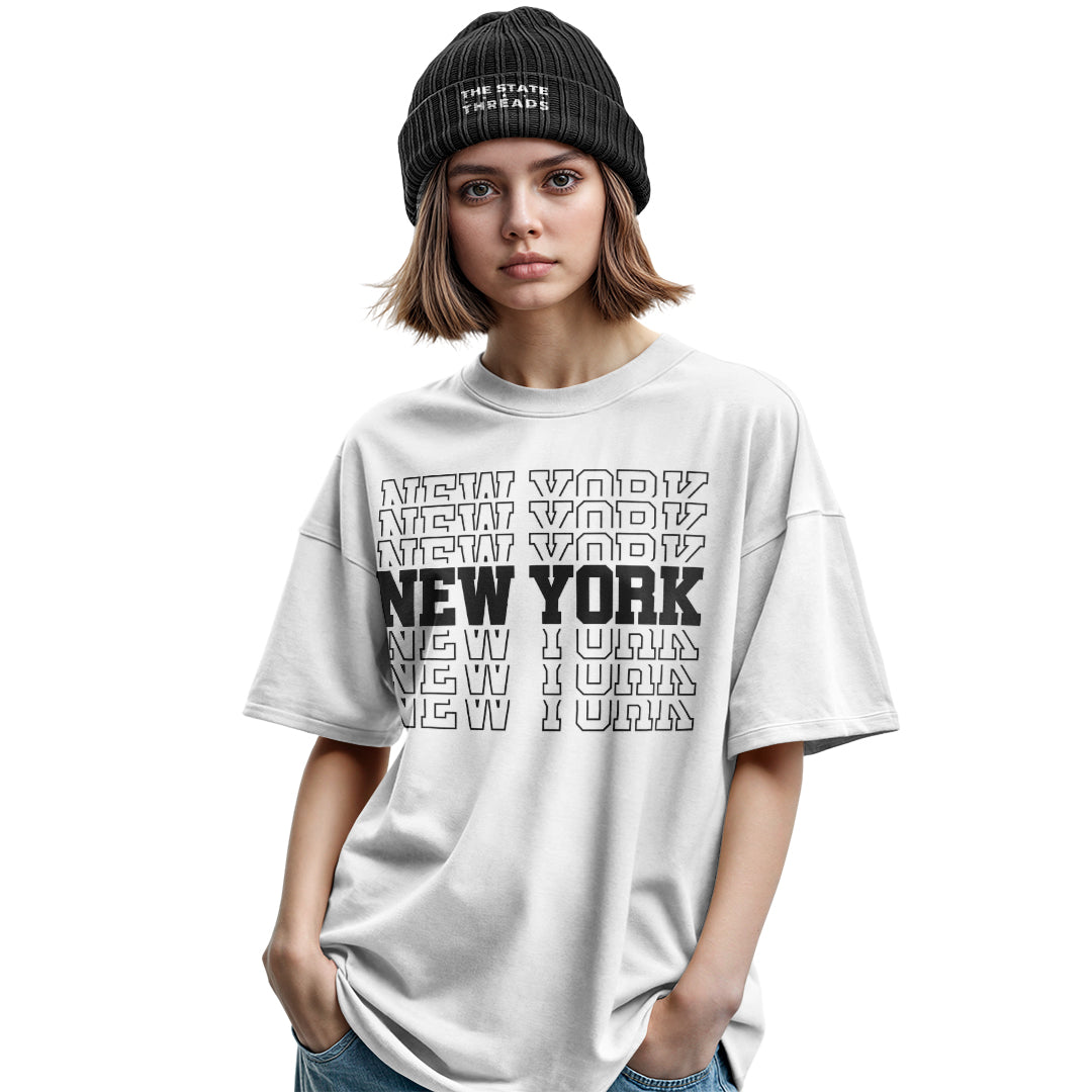 New York Word Print T-Shirt | Unique Souvenir Fashion Tee