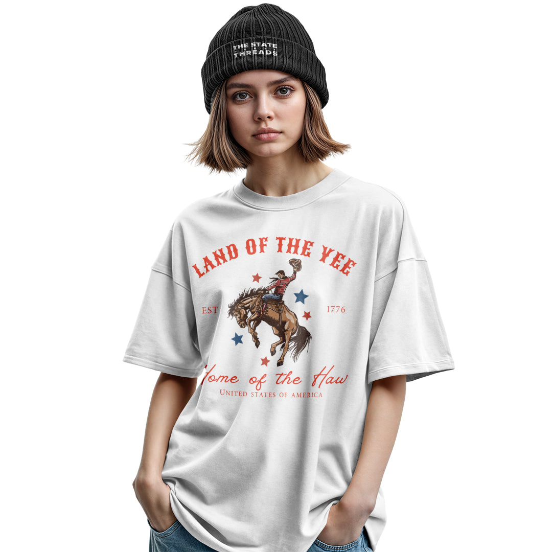 Land of the Yee Home of the Haw T-Shirt | Yee Haw Cowboy Tee