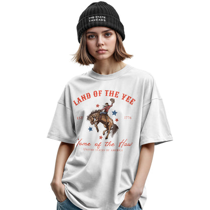 Land of the Yee Home of the Haw T-Shirt | Yee Haw Cowboy Tee