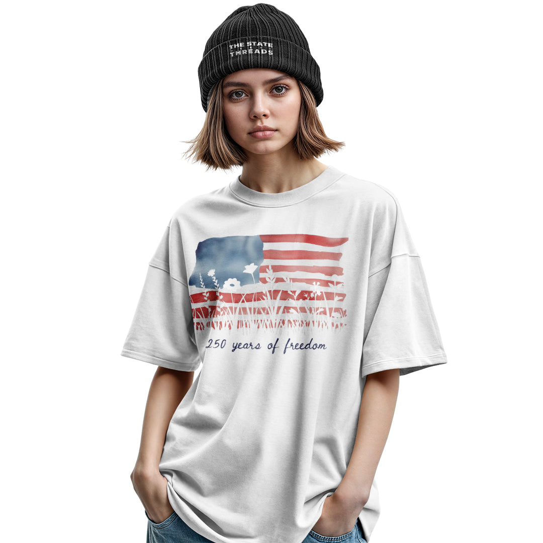 Floral American Flag T-Shirt | Wildflower Patriotic Tee
