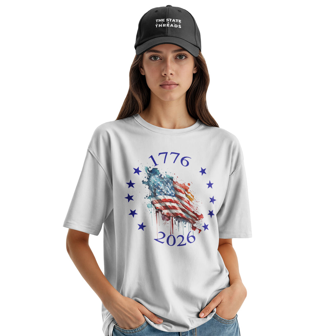 USA Star Map 250th T-Shirt | 1776-2026 Round Design Tee