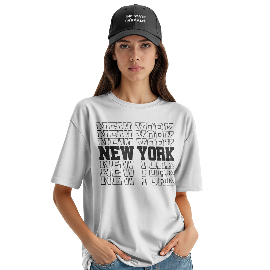 New York Word Print T-Shirt | Unique Souvenir Fashion Tee