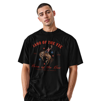 Land of the Yee Home of the Haw T-Shirt | Yee Haw Cowboy Tee