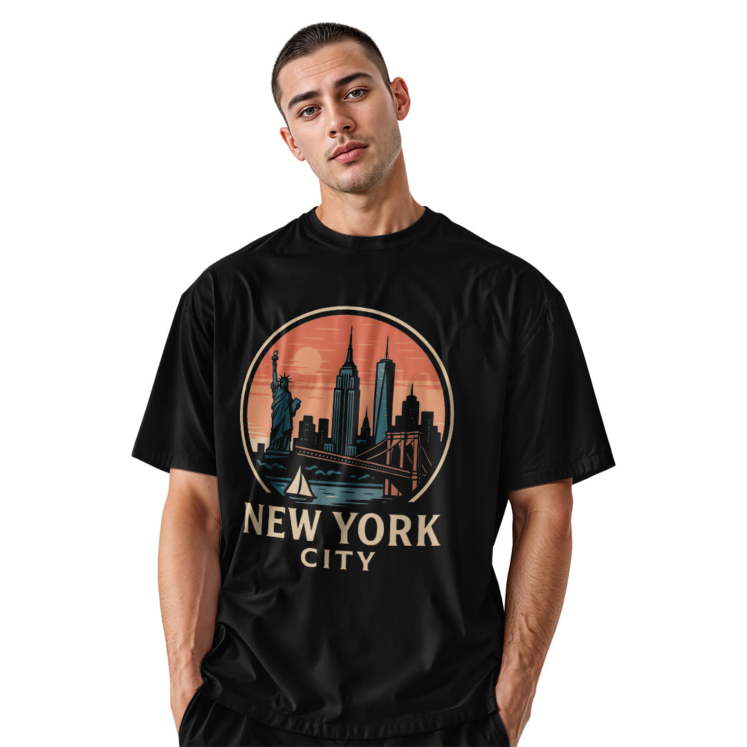 NYC Cartoon Panorama T-Shirt | Classic Relaxed Style Tee