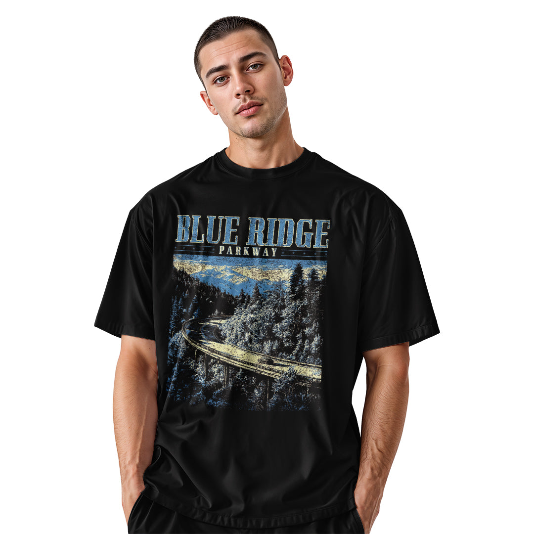 Blue Bridge Landscape T-Shirt | Nature Jungle Tee
