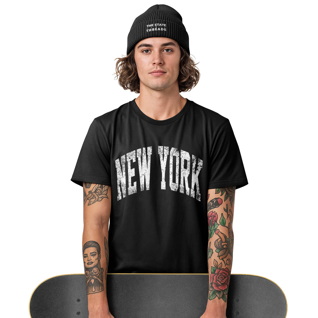 New York Vintage Lettering T-Shirt | NYC Souvenir Gift Tee