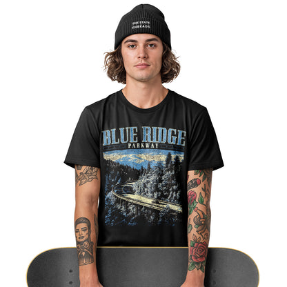 Blue Bridge Landscape T-Shirt | Nature Jungle Tee