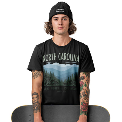 North Carolina Long Ridges T-Shirt | Pine Forest Landscape Tee