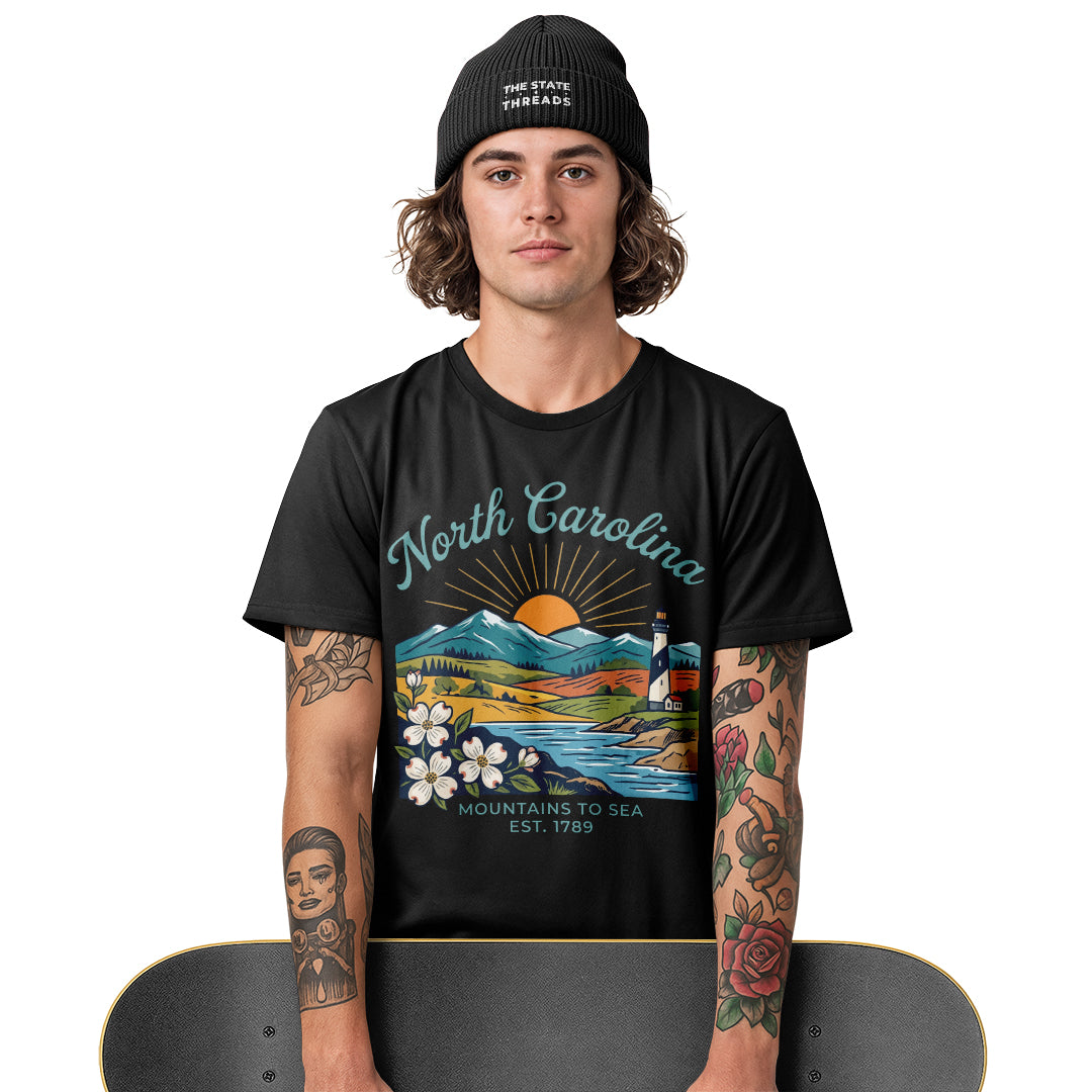 North Carolina Landscape T-Shirt | Colorful Beautiful Tee