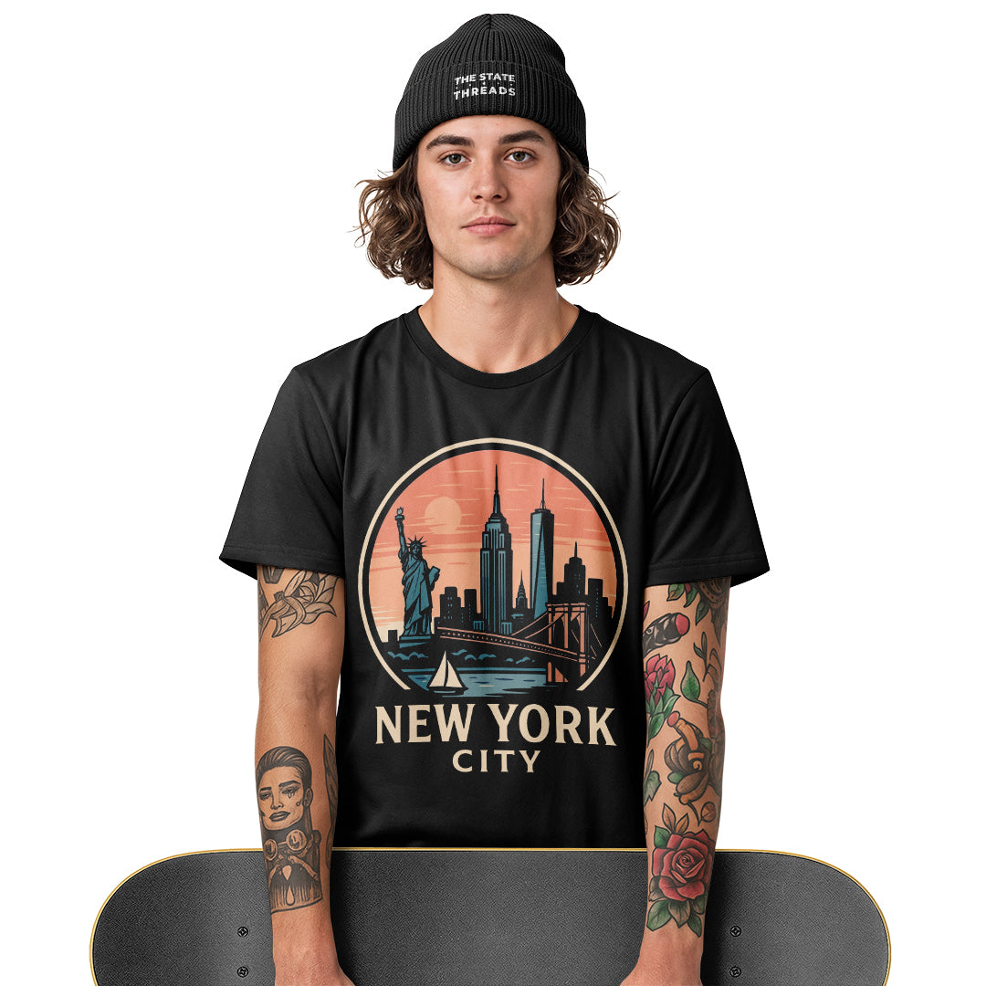NYC Cartoon Panorama T-Shirt | Classic Relaxed Style Tee