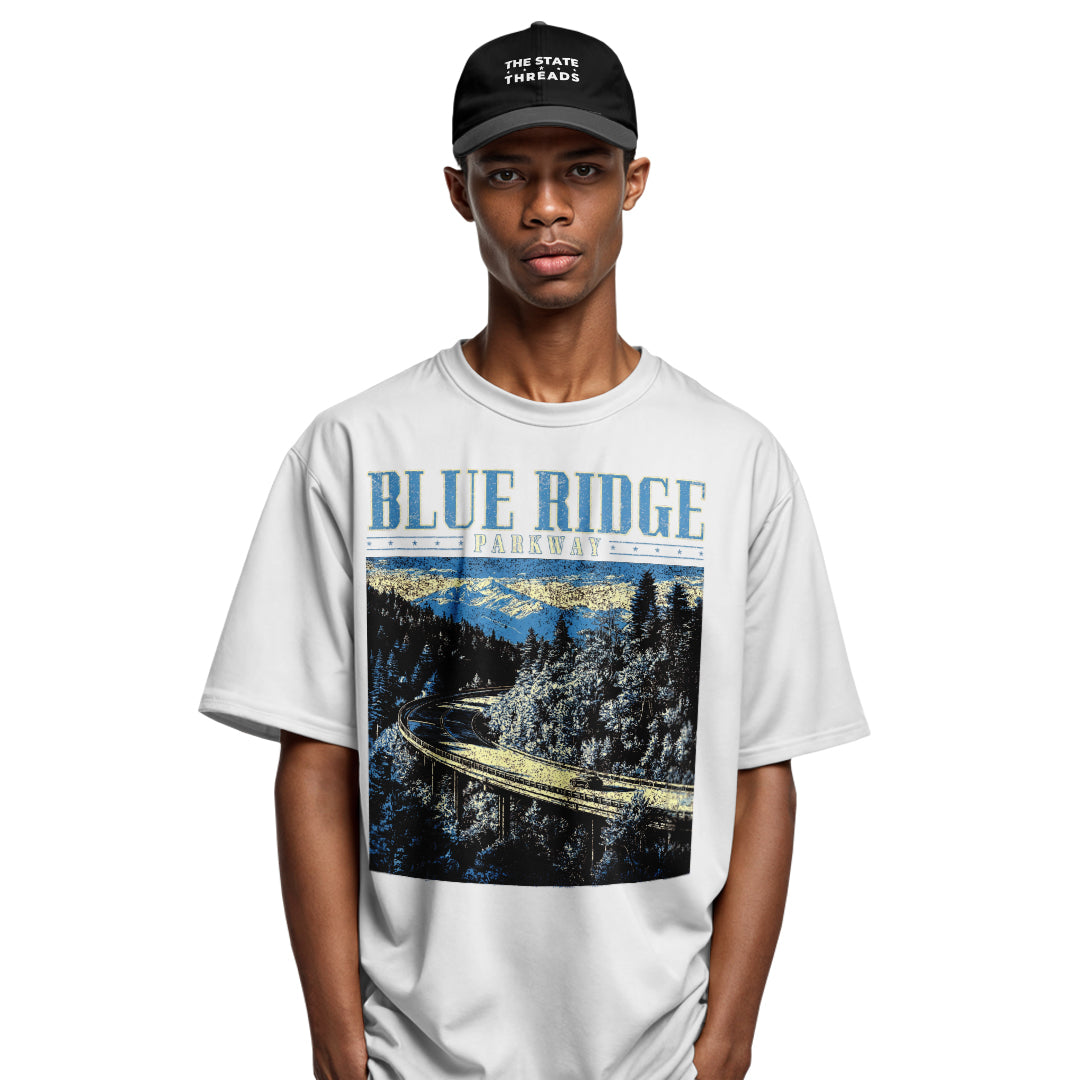 Blue Bridge Landscape T-Shirt | Nature Jungle Tee