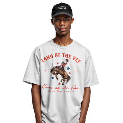 Land of the Yee Home of the Haw T-Shirt | Yee Haw Cowboy Tee