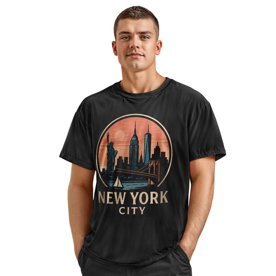 NYC Cartoon Panorama T-Shirt | Classic Relaxed Style Tee