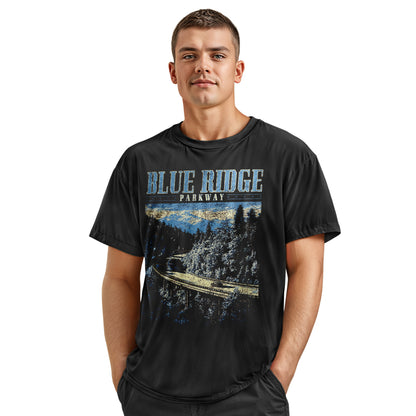Blue Bridge Landscape T-Shirt | Nature Jungle Tee