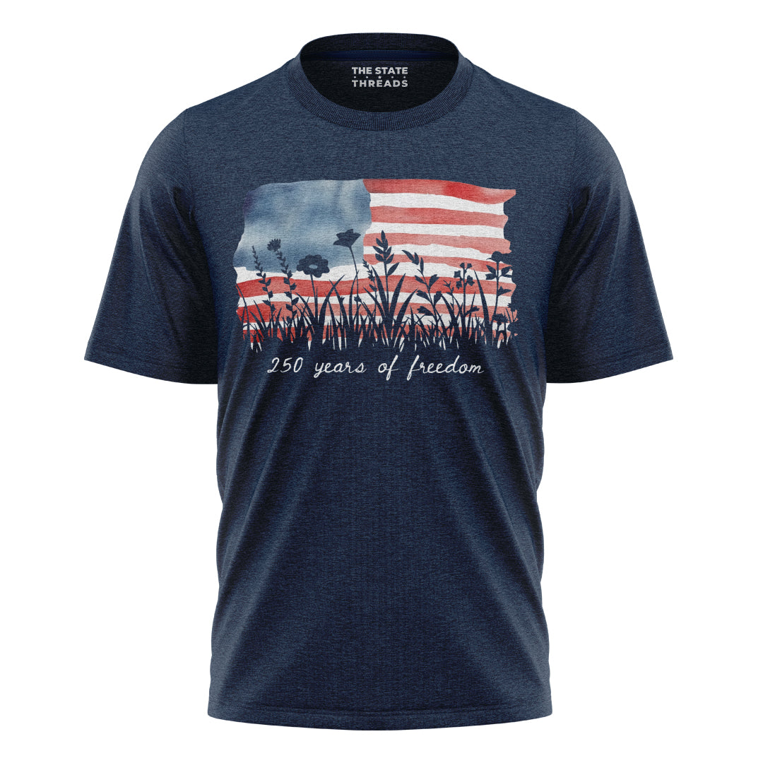 Floral American Flag T-Shirt | Wildflower Patriotic Tee