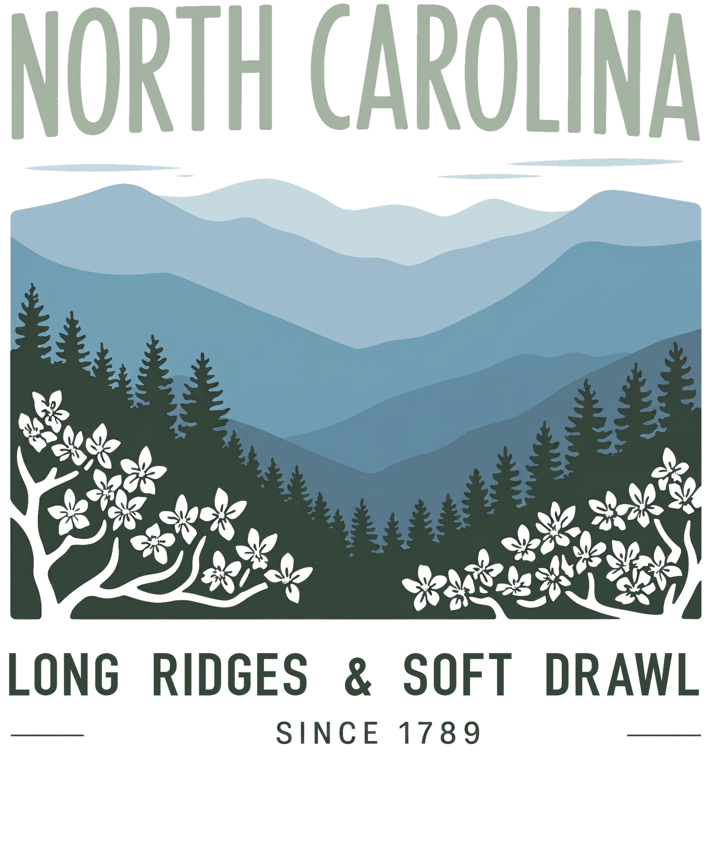 North Carolina Long Ridges T-Shirt | Pine Forest Landscape Tee