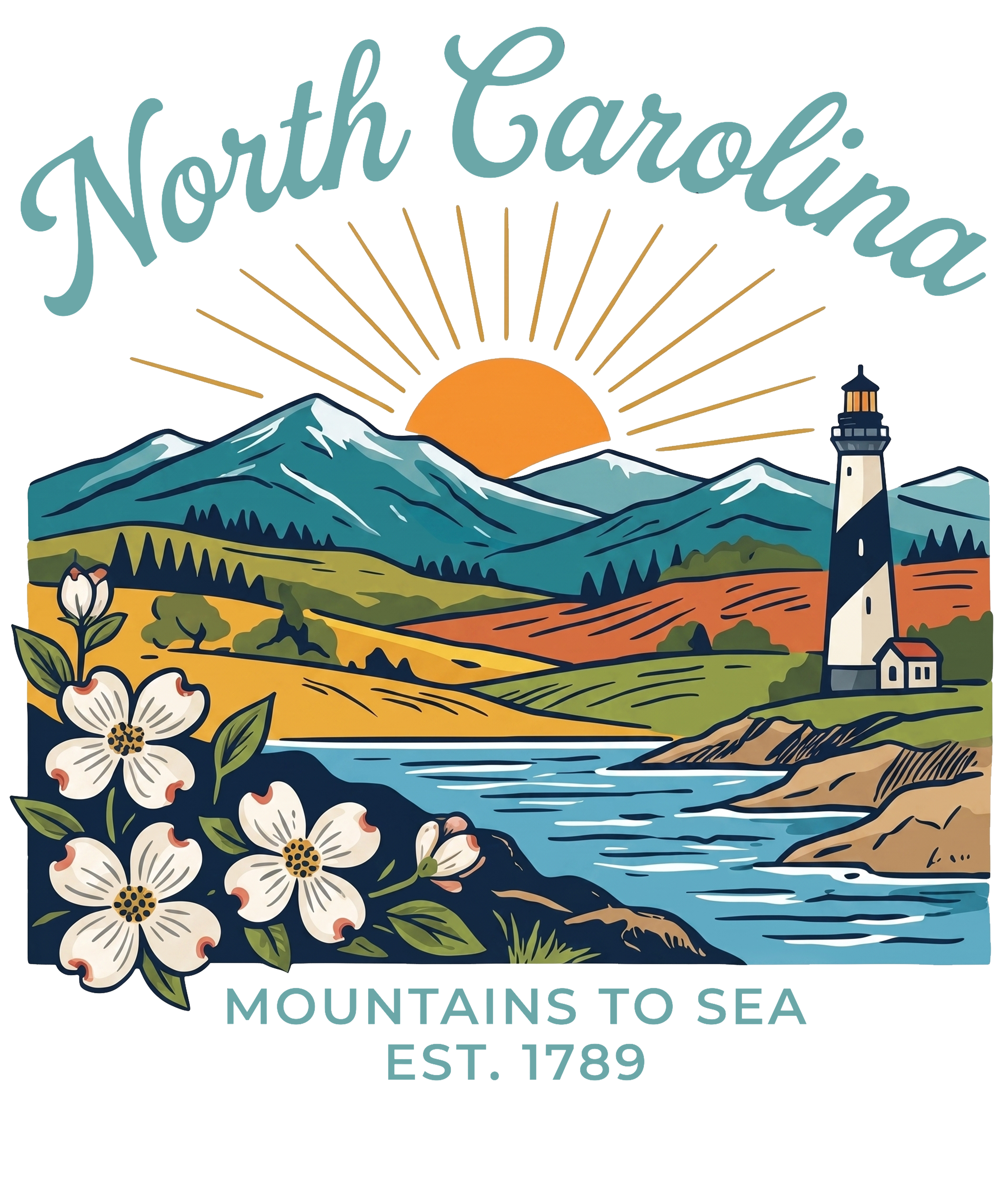 North Carolina Landscape T-Shirt | Colorful Beautiful Tee