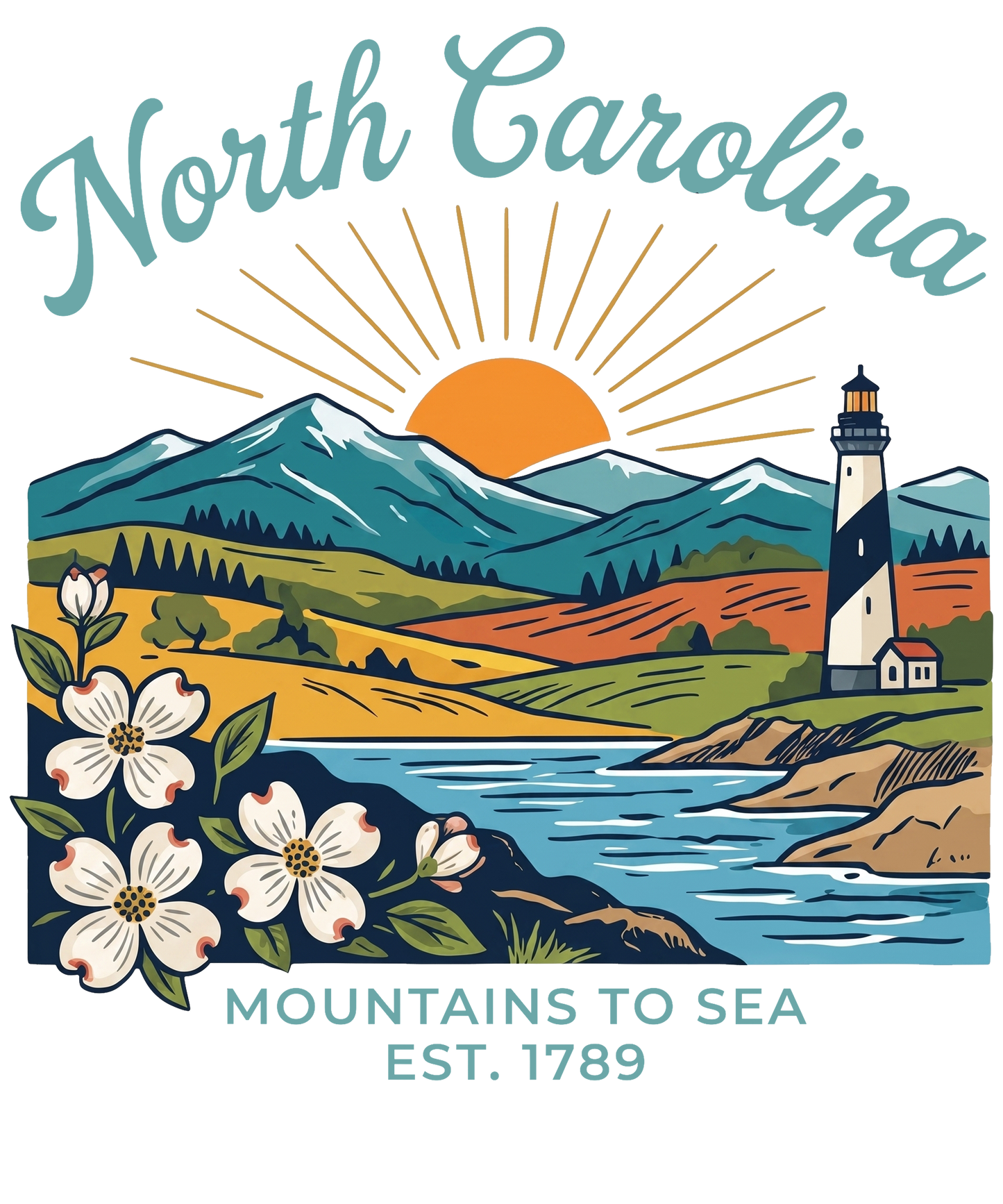 North Carolina Landscape T-Shirt | Colorful Beautiful Tee