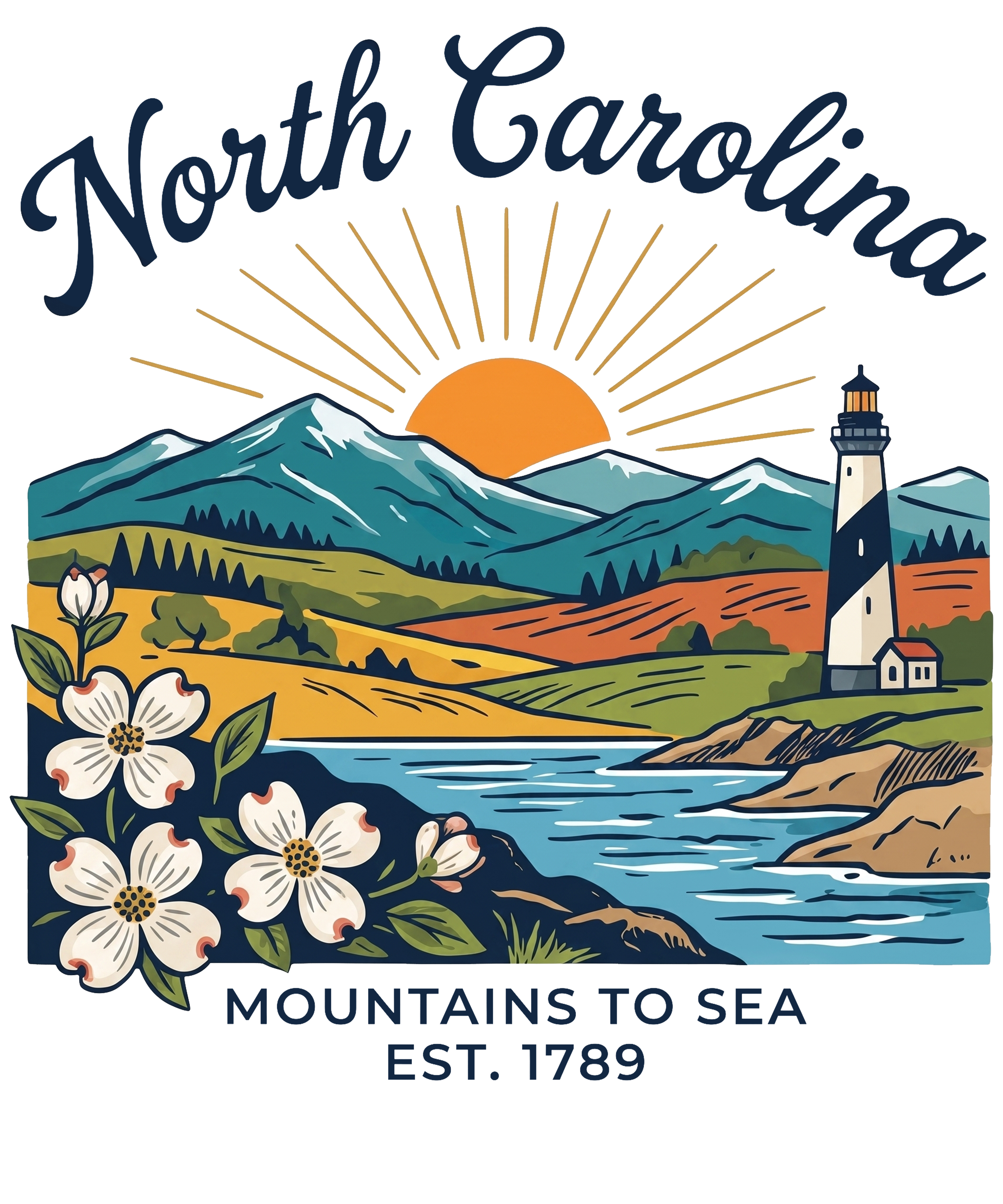 North Carolina Landscape T-Shirt | Colorful Beautiful Tee