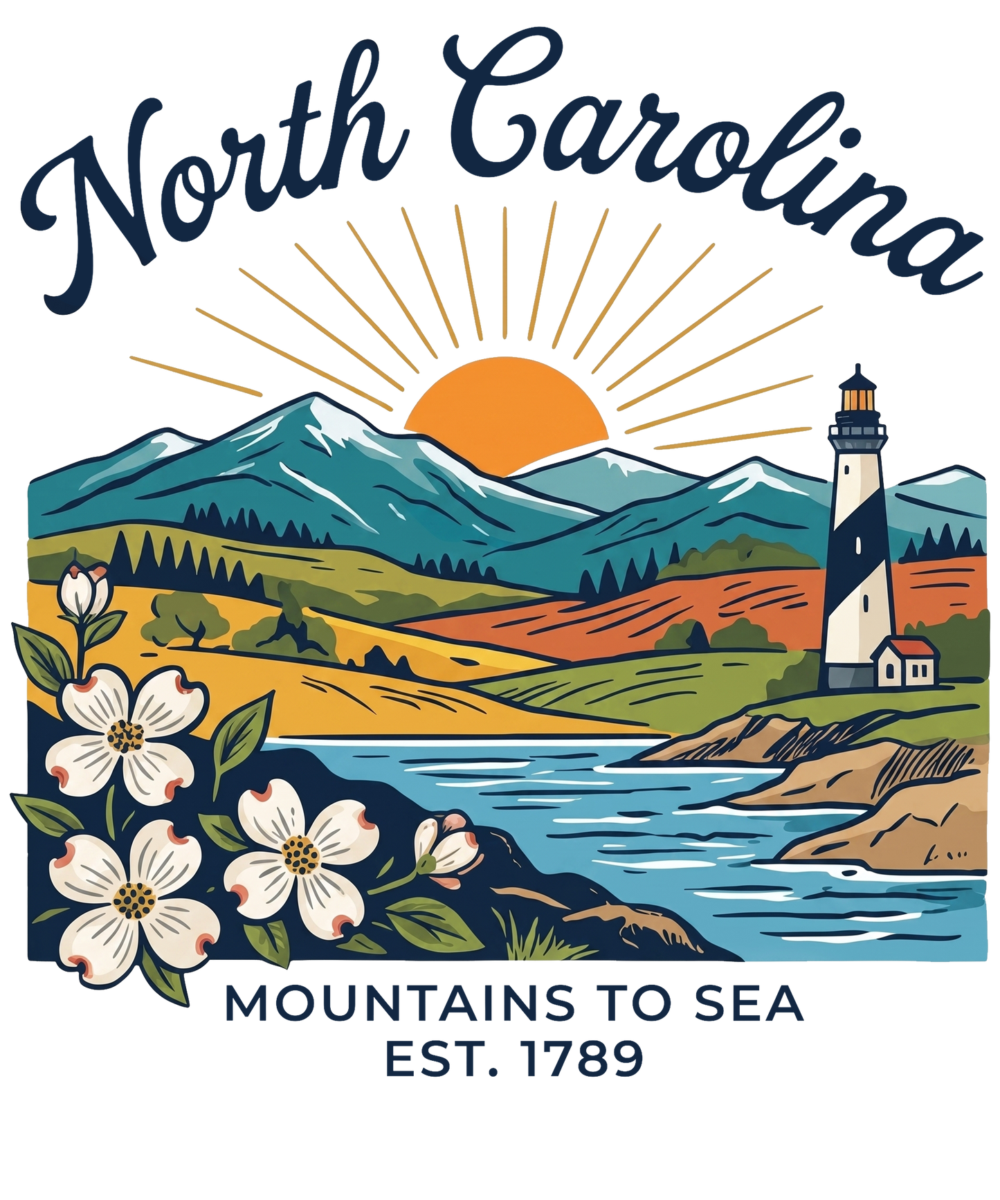 North Carolina Landscape T-Shirt | Colorful Beautiful Tee