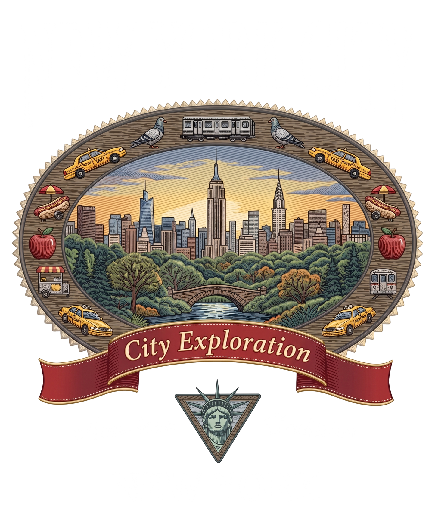NYC Cartoon Style T-Shirt | Traditional Classic Tee