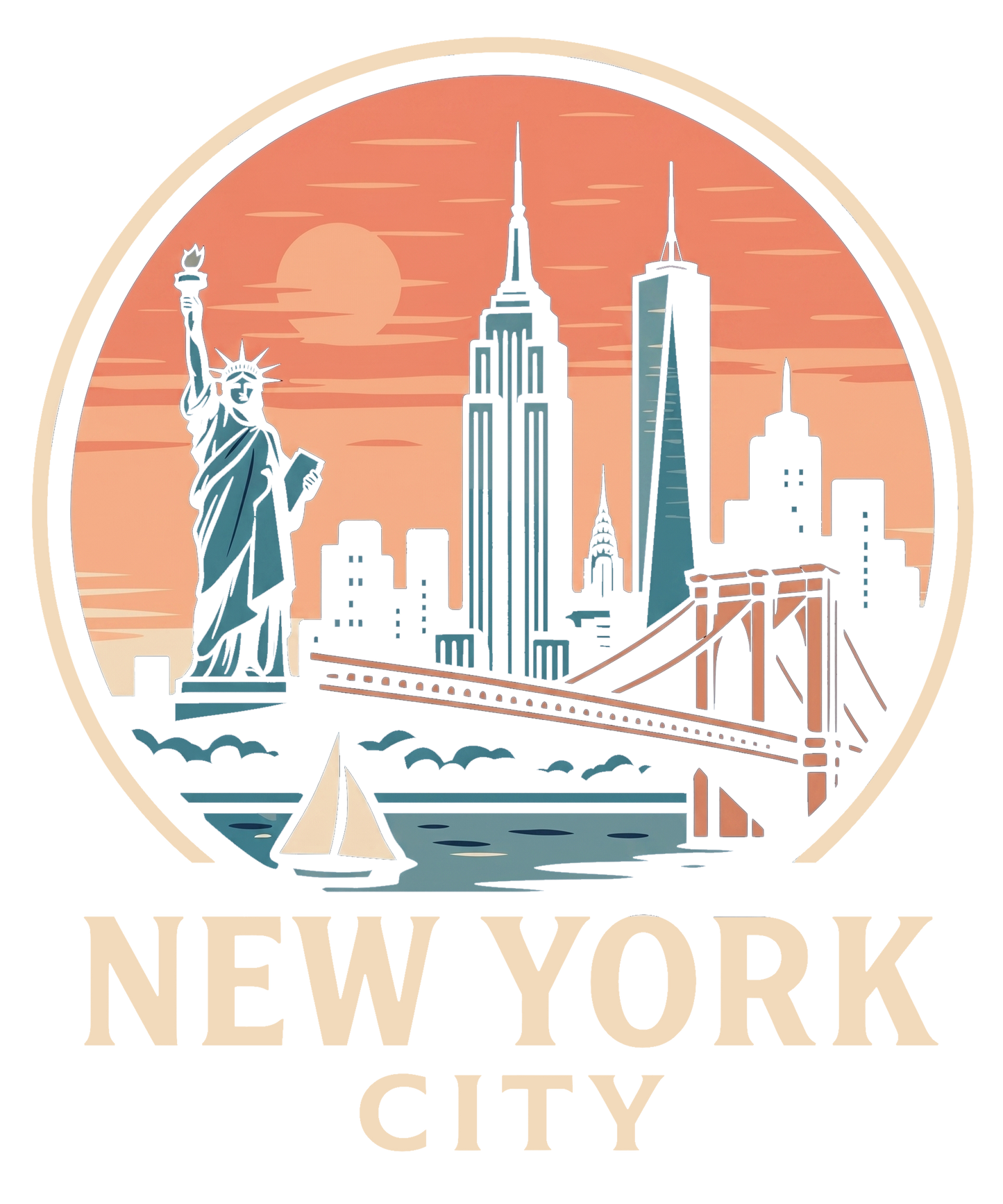 NYC Cartoon Panorama T-Shirt | Classic Relaxed Style Tee