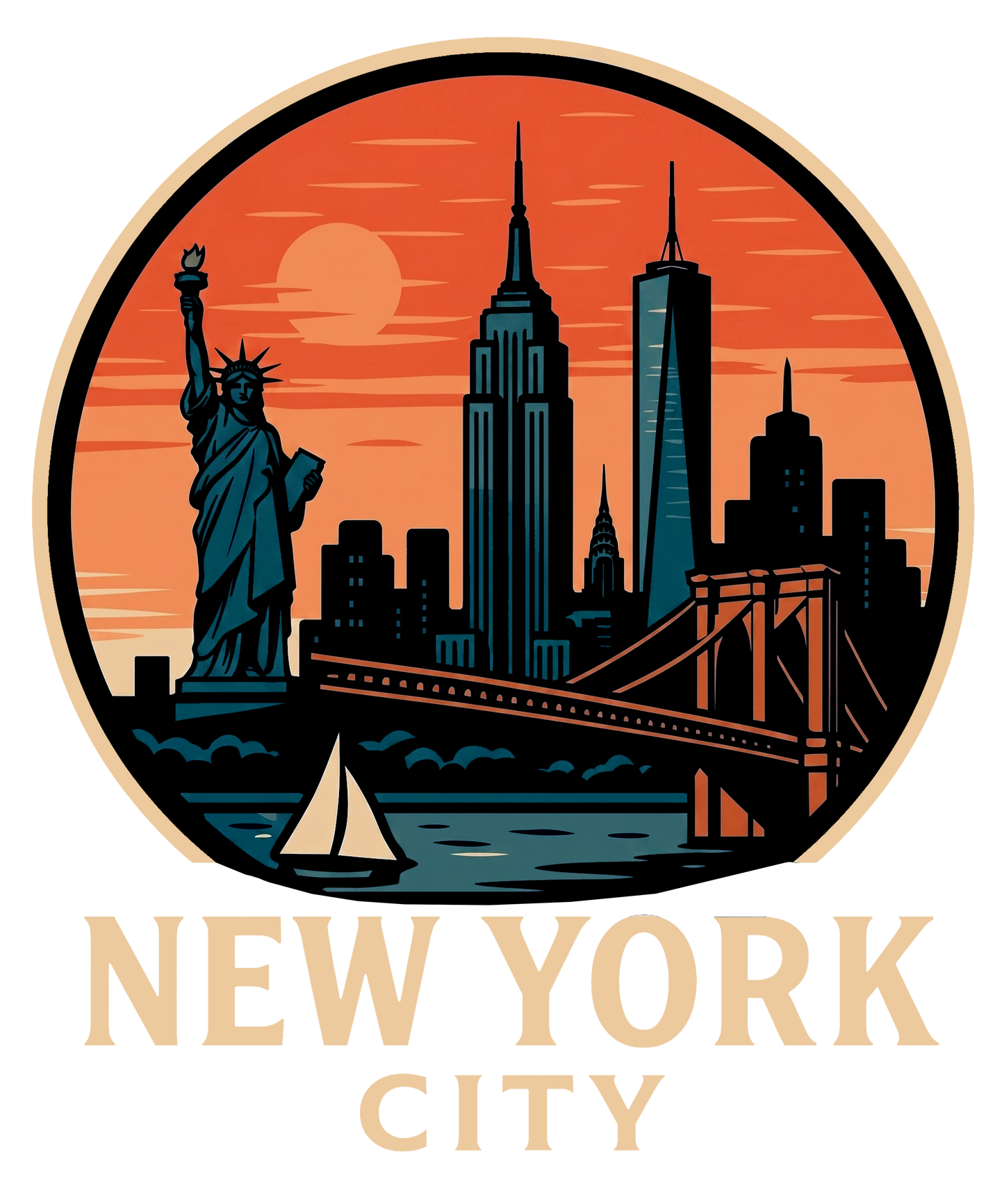 NYC Cartoon Panorama T-Shirt | Classic Relaxed Style Tee