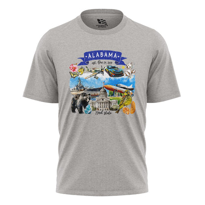 Alabama 22nd State Symbols Collage Heritage - Sport Grey flatlay