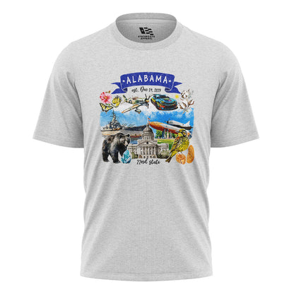 Alabama 22nd State Symbols Collage Heritage - White flatlay