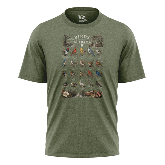 Alabama Birds Of Alabama Birding Chart - Military Green flatlay