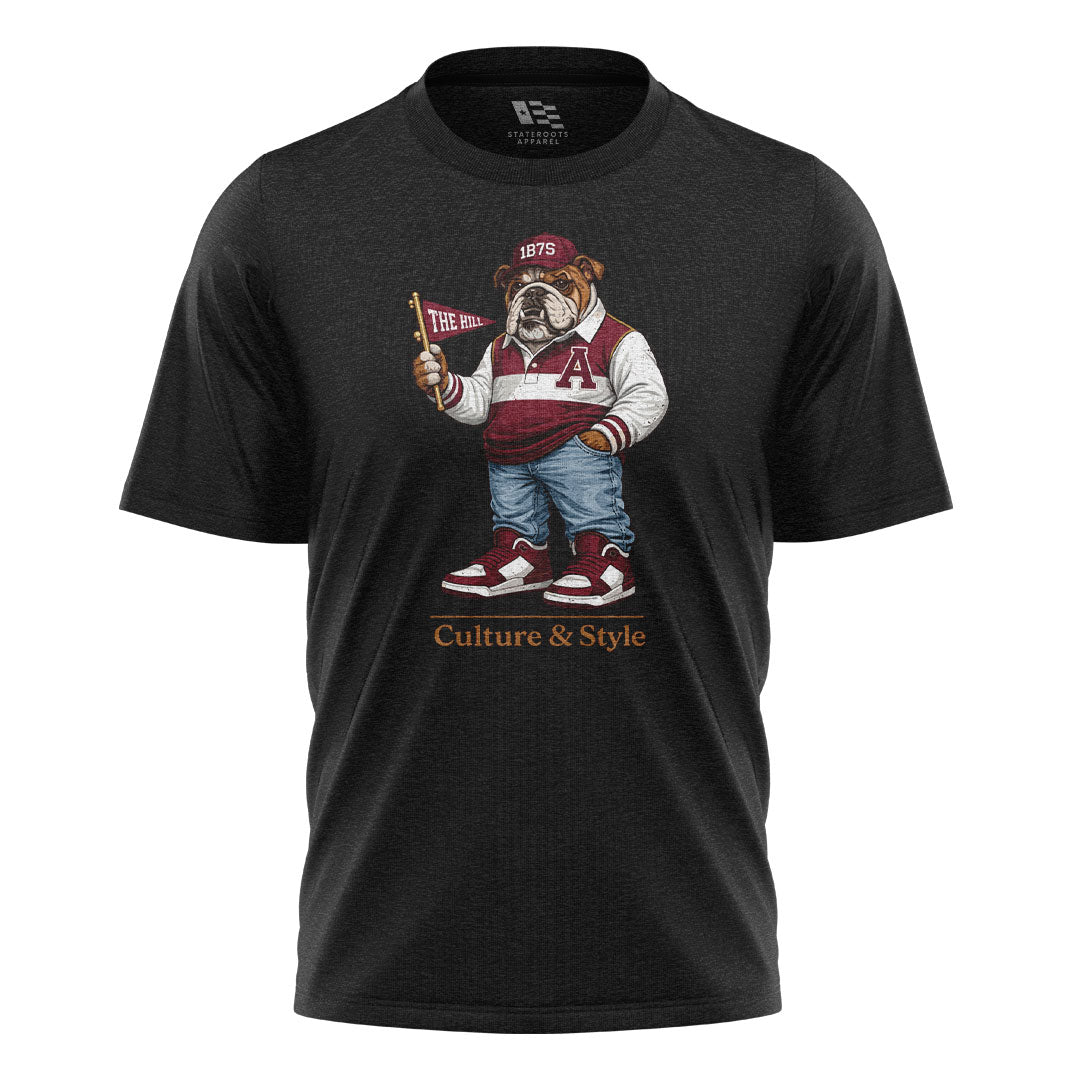 Alabama Bulldog Mascot 1875 Culture Style - Black flatlay
