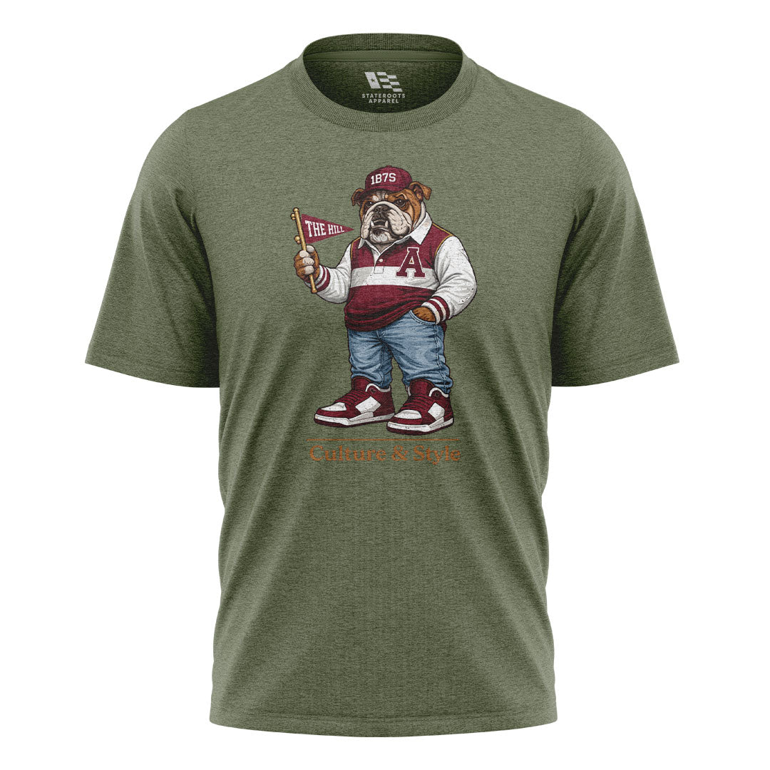 Alabama Bulldog Mascot 1875 Culture Style - Military Green flatlay