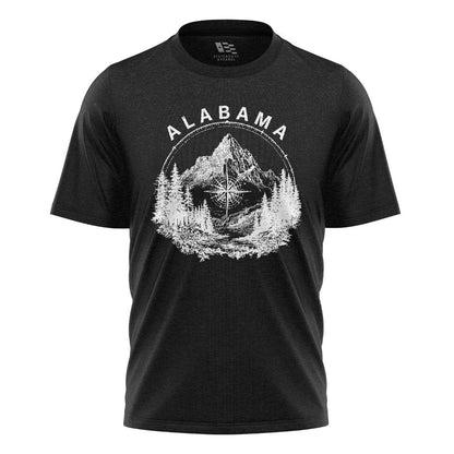 Alabama Compass Mountain Vintage Line Art - Black flatlay
