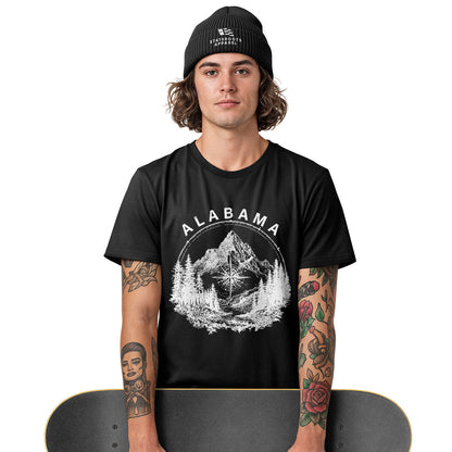 Alabama Compass Mountain Vintage Line Art - Black lifestyle 3