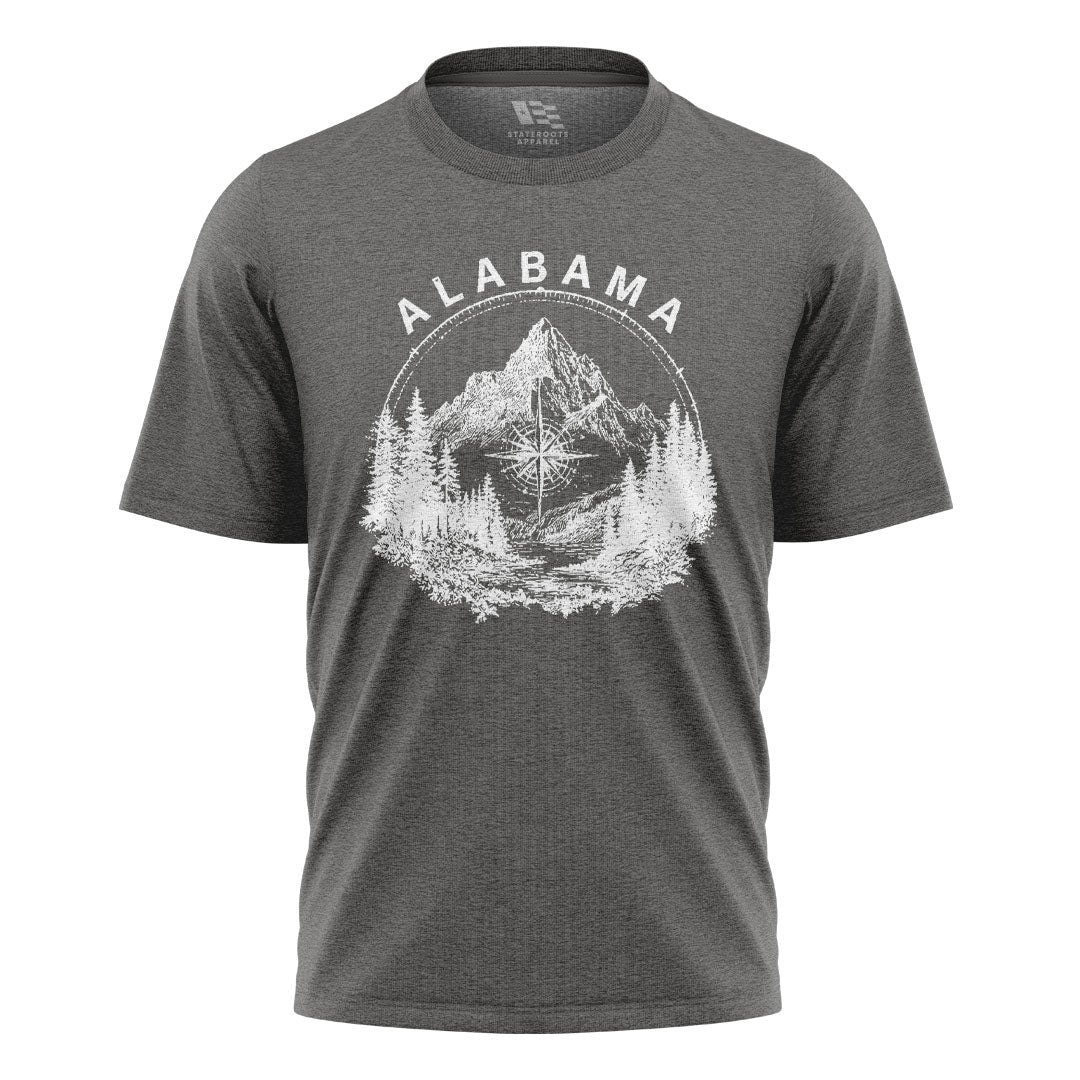 Alabama Compass Mountain Vintage Line Art - Charcoal flatlay