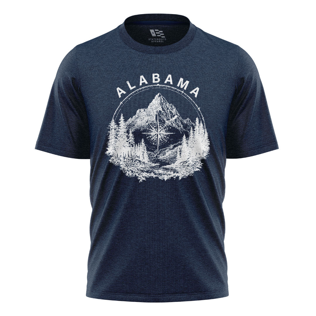 Alabama Compass Mountain Vintage Line Art - Navy flatlay