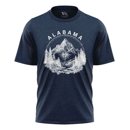 Alabama Compass Mountain Vintage Line Art - Navy flatlay