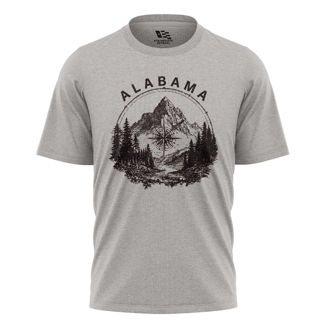 Alabama Compass Mountain Vintage Line Art - Sport Grey flatlay