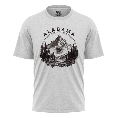 Alabama Compass Mountain Vintage Line Art - White flatlay