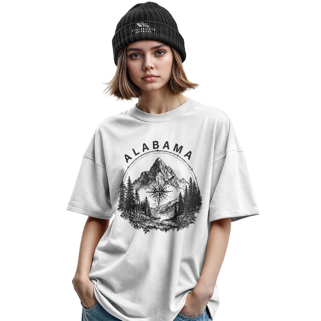 Alabama Compass Mountain Vintage Line Art - White lifestyle 2