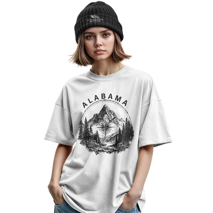 Alabama Compass Mountain Vintage Line Art - White lifestyle 2